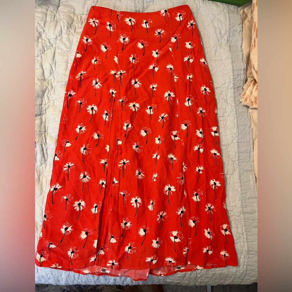 Maeve Red Floral Midi Skirt